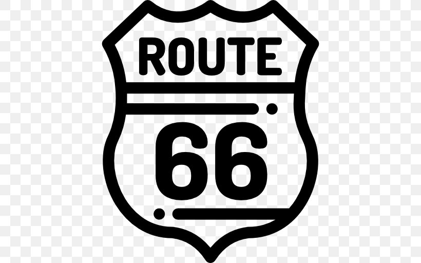 Clip Art U.S. Route 66 Brand Logo Product, PNG, 512x512px, Us Route 66, Area, Black And White, Brand, Logo Download Free