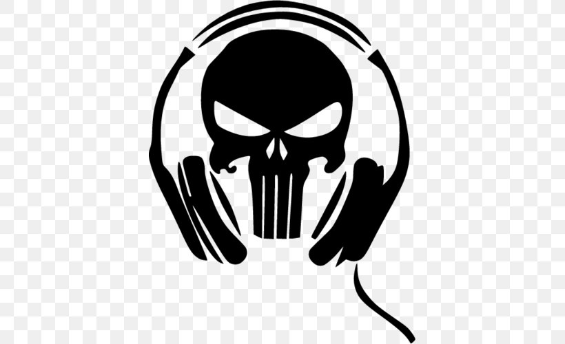 Punisher T-shirt Human Skull Symbolism, PNG, 500x500px, Punisher, Audio, Audio Equipment, Black And White, Bone Download Free