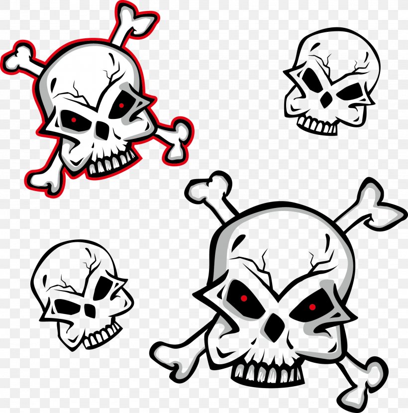 Skull Euclidean Vector Illustration, PNG, 1948x1972px, Skull, Art, Black And White, Bone, Fictional Character Download Free