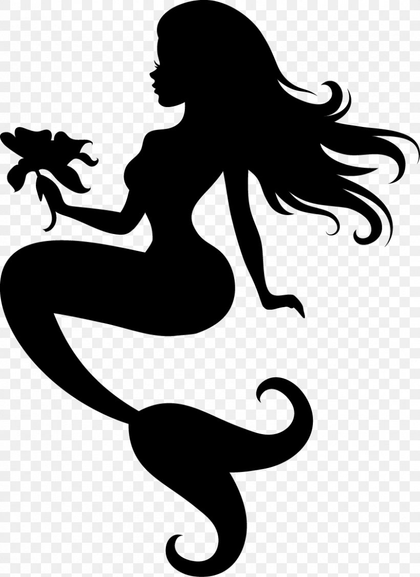 Mermaid Drawing, PNG, 843x1159px, Silhouette, Blackandwhite, Color, Coloring Book, Decal Download Free