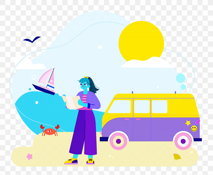 Seashore Day Vacation Travel, PNG, 2500x2059px, Vacation, Behavior, Cartoon, Geometry, Happiness Download Free