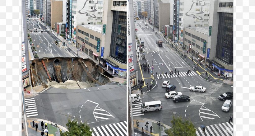 Sinkhole Road Fukuoka Highway Transport, PNG, 991x529px, Sinkhole, Building, City, Country, Downtown Download Free