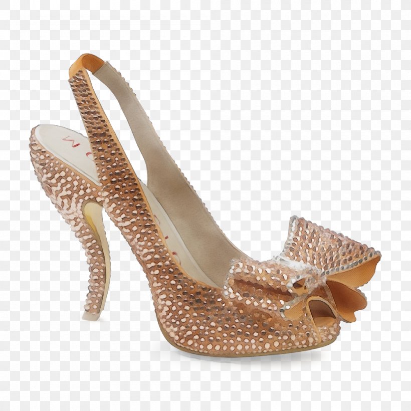 Footwear Slingback High Heels Shoe Sandal, PNG, 1000x1000px, Watercolor, Basic Pump, Beige, Court Shoe, Footwear Download Free