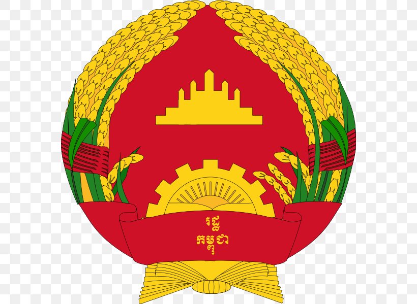 Royal Arms Of Cambodia People's Republic Of Kampuchea Coat Of Arms National Emblem, PNG, 580x599px, Cambodia, Coat Of Arms, Cricket Ball, Crown, Flag Download Free