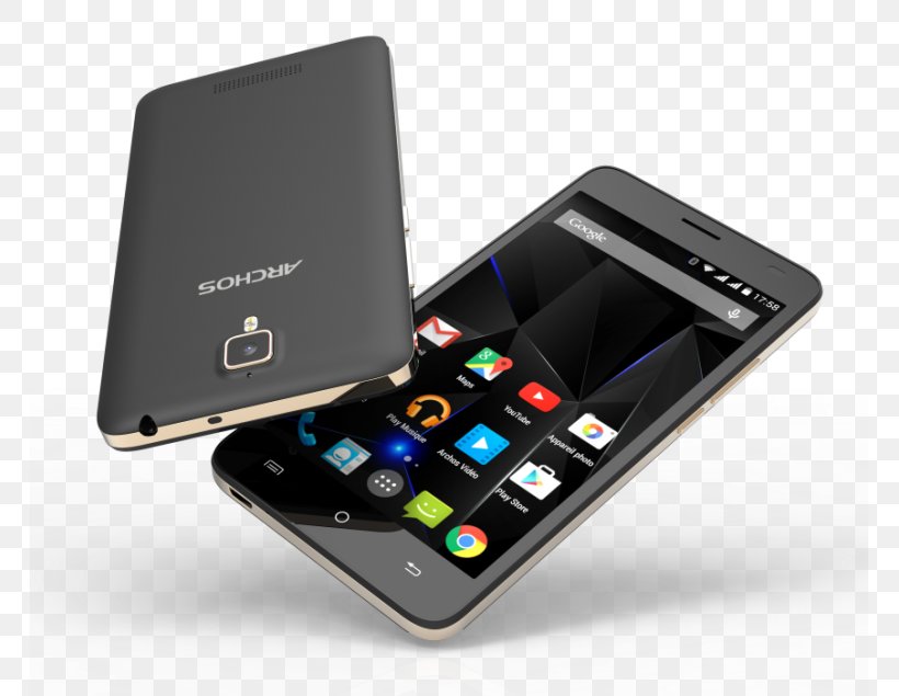 ARCHOS 50D Oxygen Black/Gold Mobile Phone Smartphone Archos GamePad Telephone, PNG, 765x635px, Archos, Android, Archos 50d Helium, Archos Gamepad, Cellular Network Download Free