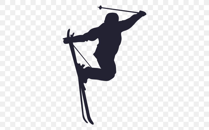 Silhouette Skiing Ski Jumping, PNG, 512x512px, Silhouette, Arm, Balance, Black And White, Freestyle Skiing Download Free