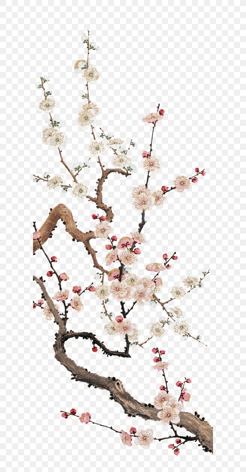 Cherry Blossom Plum Blossom Flower, PNG, 600x1576px, Flower, Artificial Flower, Blossom, Branch, Cao Xueqin Download Free