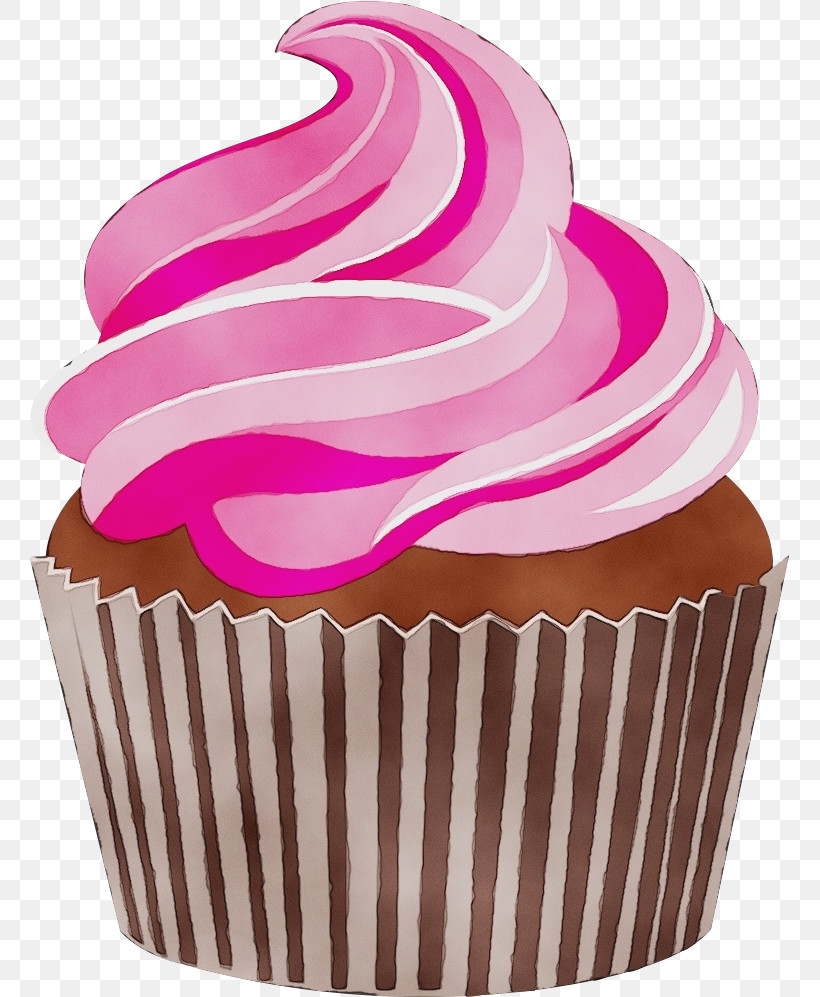 Cupcake Baking Cup Pink Food Icing, PNG, 760x997px, Watercolor, Baked Goods, Baking, Baking Cup, Buttercream Download Free