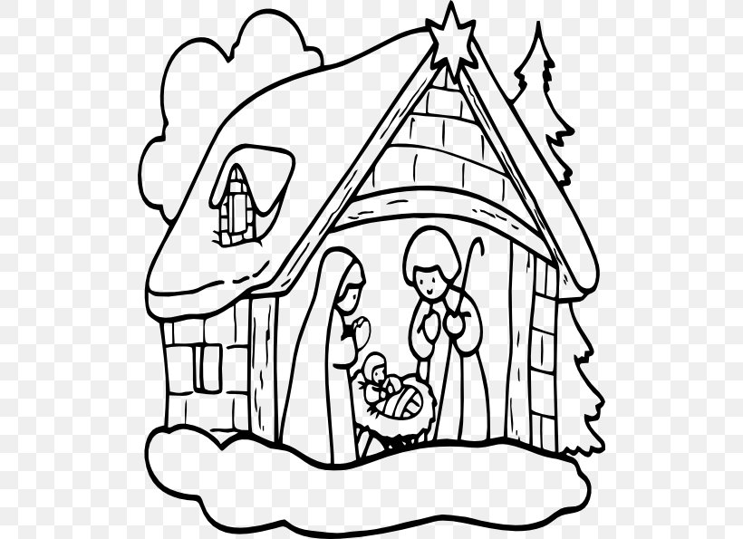 Christmas Nativity Scene Clip Art, PNG, 516x595px, Christmas, Area, Art, Black And White, Christmas Lights Download Free