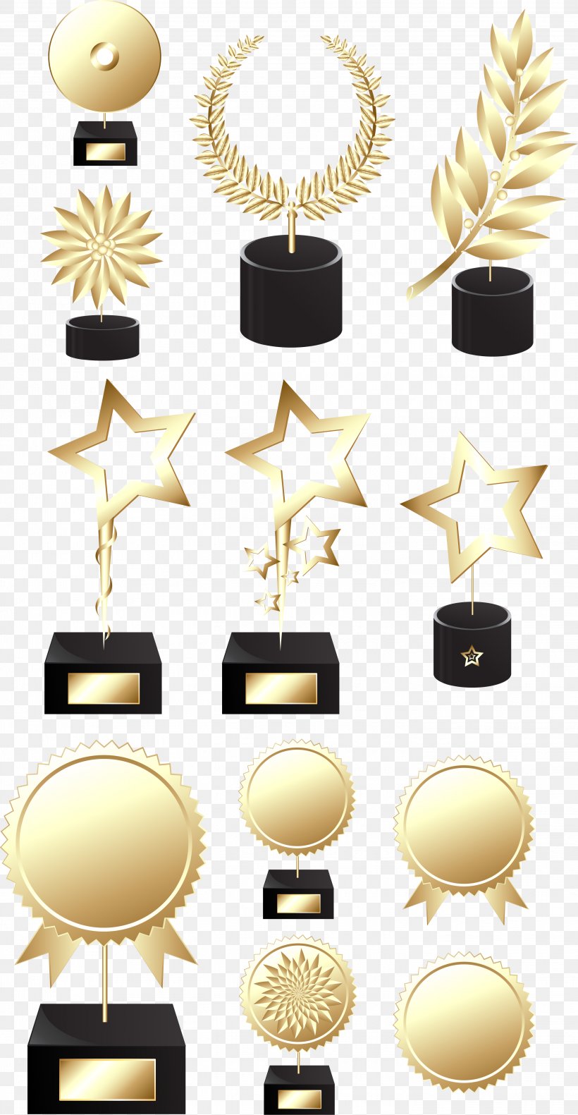 Gold Medal Trophy Vector Material, PNG, 2842x5482px, Medal, Award, Brass, Bronze Medal, Drawing Download Free