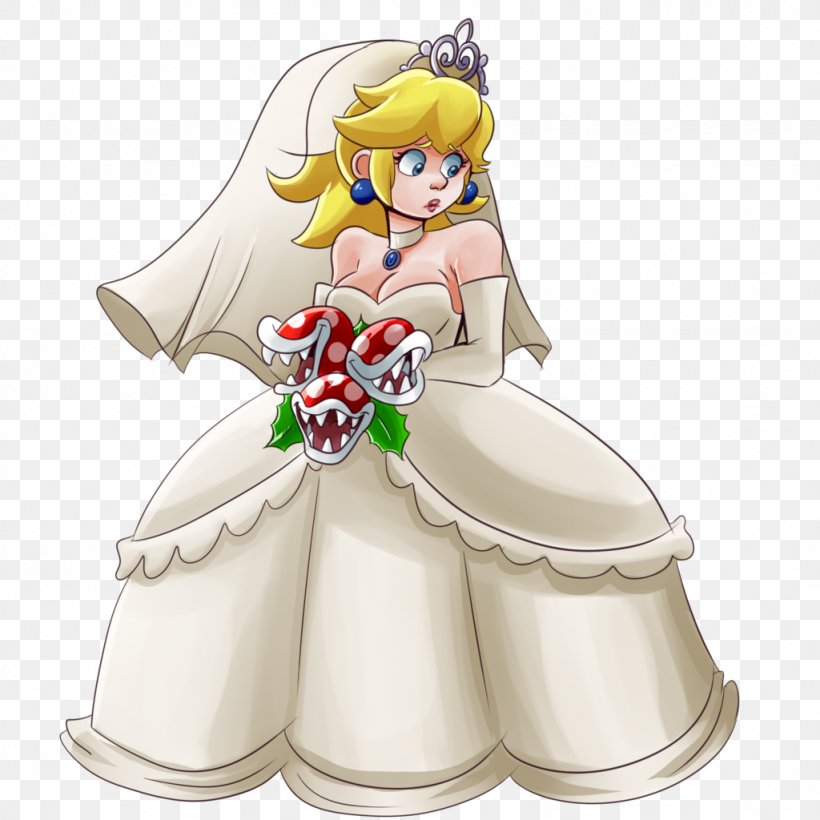 Super Princess Peach Super Mario Odyssey Piranha Plant Wedding Dress, PNG, 1024x1024px, Watercolor, Cartoon, Flower, Frame, Heart Download Free