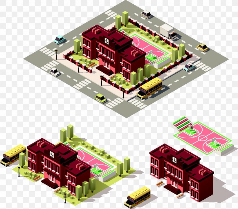 Low Poly School Illustration, PNG, 1000x881px, Low Poly, Building, Circuit Component, Computer Component, Computer Hardware Download Free