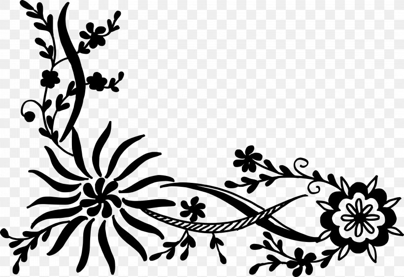 Flower Floral Design Clip Art, PNG, 3203x2198px, Flower, Art, Black, Black And White, Branch Download Free