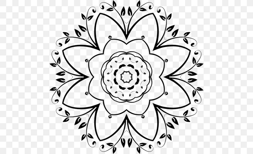 Floral Design Clip Art, PNG, 500x500px, Floral Design, Black, Black And White, Cut Flowers, Flora Download Free