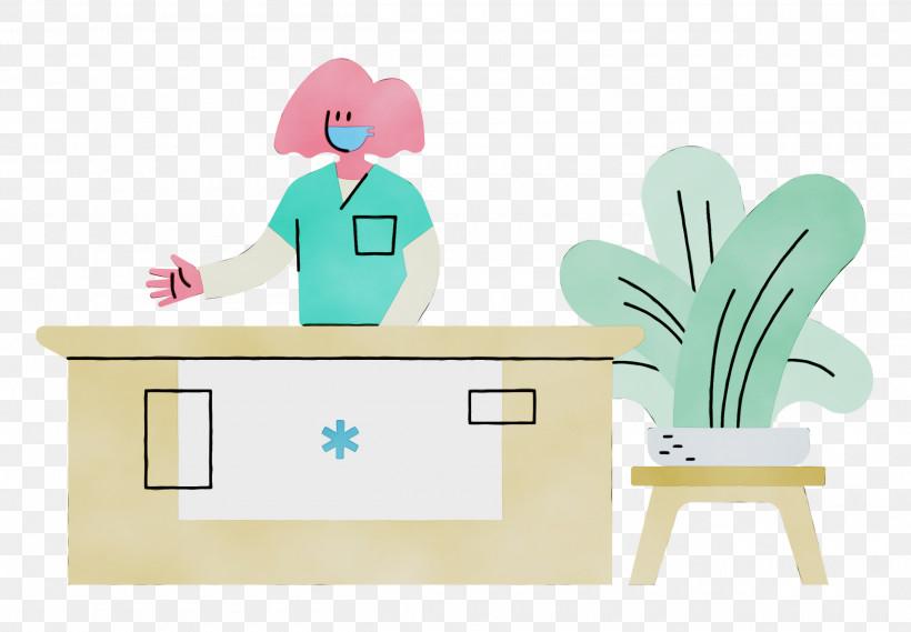 Desk Furniture Cartoon Behavior Human, PNG, 2500x1737px, Front Desk, Behavior, Cartoon, Desk, Furniture Download Free