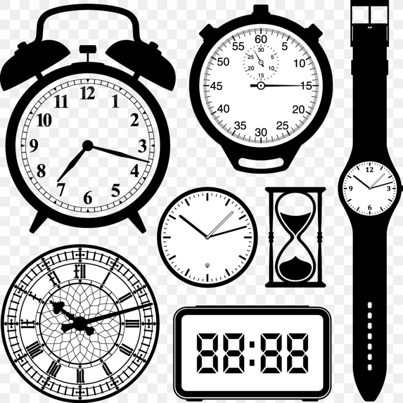 Vector Graphics Alarm Clocks Stock Photography Clock Face, PNG, 990x990px, Alarm Clocks, Black And White, Brand, Clock, Clock Face Download Free