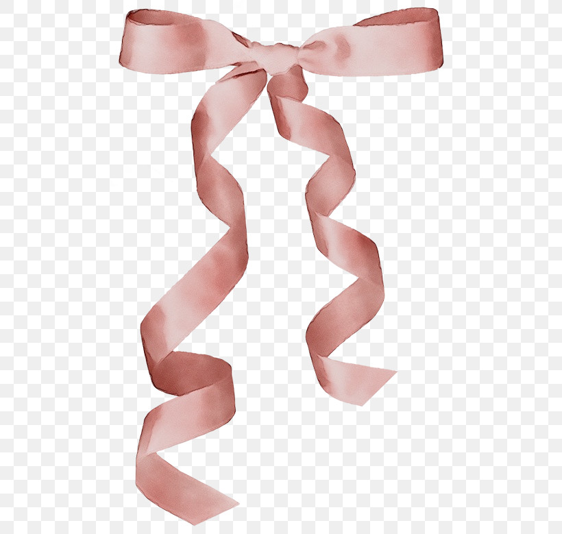 Pink Ribbon Satin Material Property Tie, PNG, 500x779px, Watercolor, Belt, Embellishment, Material Property, Paint Download Free