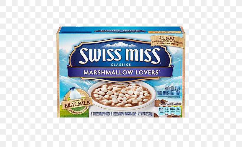 Hot Chocolate Swiss Cuisine Swiss Miss Milk Marshmallow, PNG, 500x500px, Hot Chocolate, Breakfast Cereal, Cacao Tree, Chocolate, Cocoa Bean Download Free