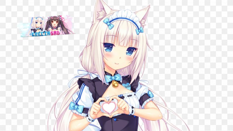 Nekopara Desktop Wallpaper Display Resolution IPhone, PNG, 1024x576px, Watercolor, Cartoon, Flower, Frame, Heart Download Free