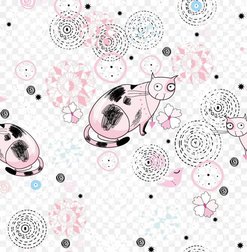 Cat Wallpaper, PNG, 957x979px, Cat, Body Jewelry, Drawing, Mural, Pink Download Free