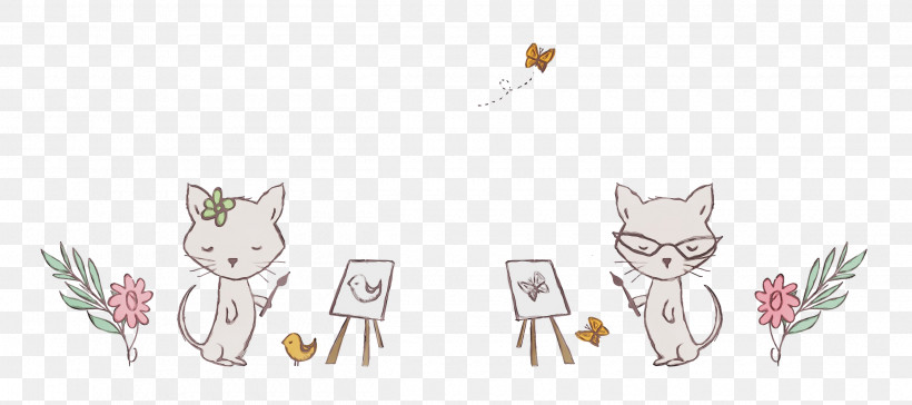 Cat Dog Sketch Line Art Tail, PNG, 2500x1112px, Cartoon Cat, Cat, Dog, Line Art, Paint Download Free