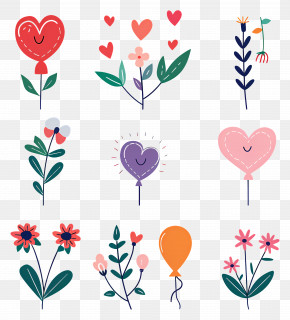 Flowers Clipart - Cute Floral And Heart Patterns PNG
