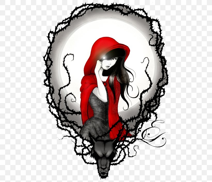 Little Red Riding Hood Big Bad Wolf Tattoo Fairy Tale Pernicious Red, PNG, 500x706px, Watercolor, Cartoon, Flower, Frame, Heart Download Free