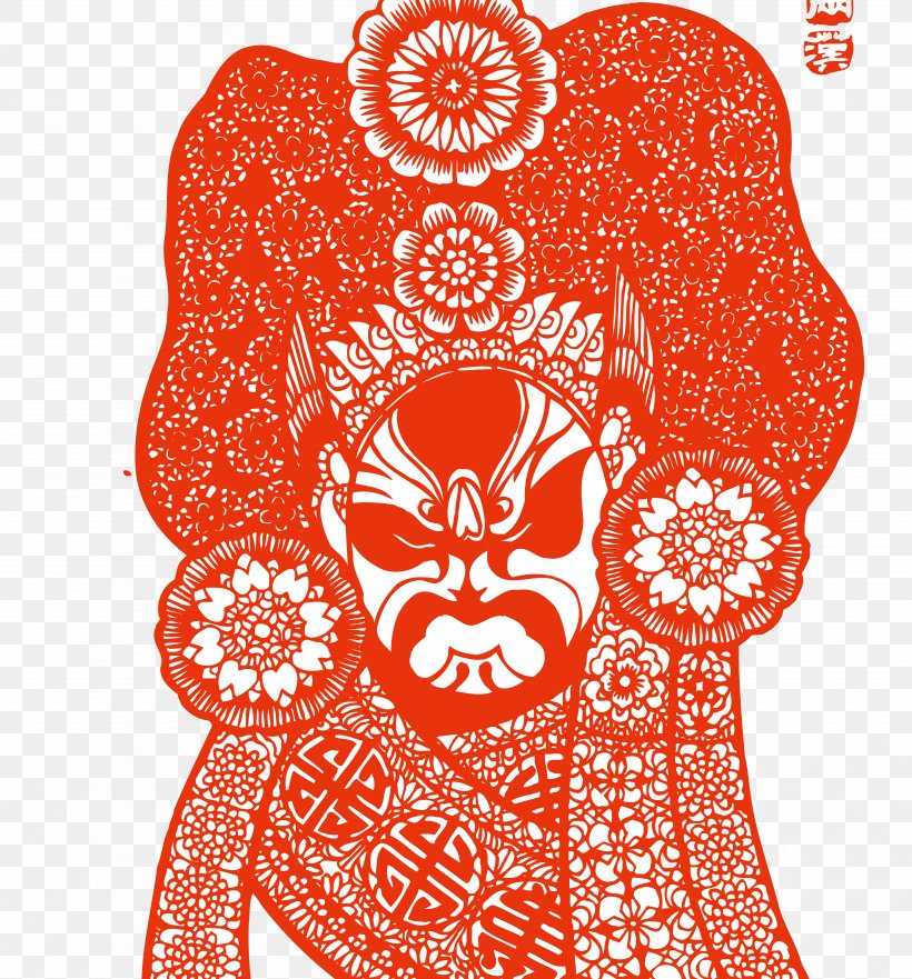 Chinese Paper Cutting Peking Opera, PNG, 4992x5365px, Watercolor, Cartoon, Flower, Frame, Heart Download Free
