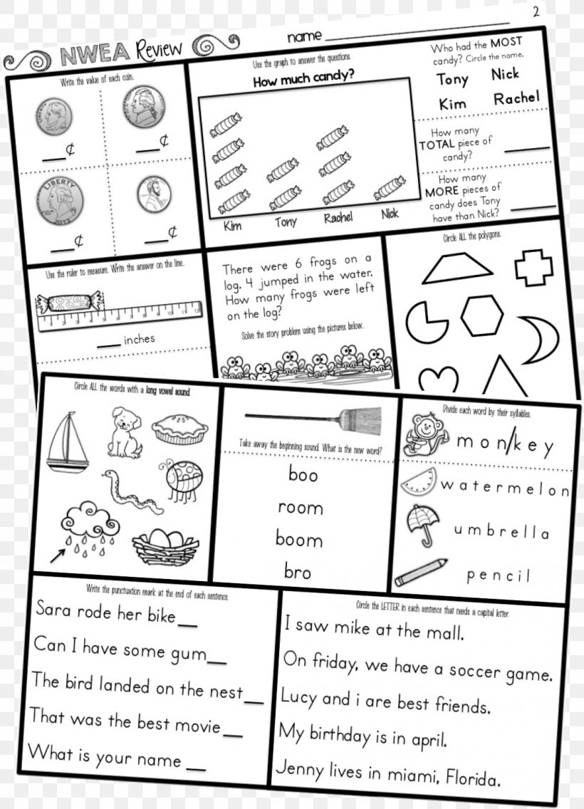 First Grade Test Preparation Second Grade Educational Stage, PNG, 1119x1551px, First Grade, Area, Black And White, Cognitive Abilities Test, Coloring Book Download Free