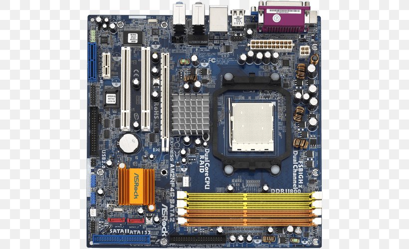 Graphics Cards & Video Adapters Motherboard Central Processing Unit Socket AM2 MicroATX, PNG, 600x500px, Graphics Cards Video Adapters, Advanced Micro Devices, Asrock, Atx, Central Processing Unit Download Free