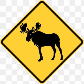 MOOSE - Moose Warning Sign Traffic Sign Deer PNG
