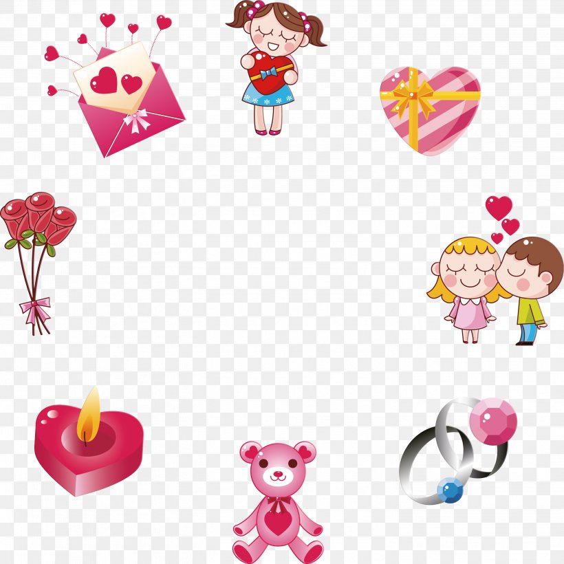 Cartoon Valentine's Day Drawing Heart, PNG, 2941x2943px, Cartoon, Animal Figure, Baby Toys, Body Jewelry, Caricature Download Free