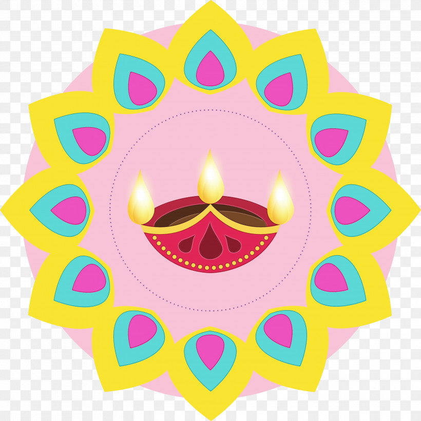 Symmetry Pattern Yellow Petal Line, PNG, 3000x3000px, Diya, Area, Diwali, Line, Paint Download Free