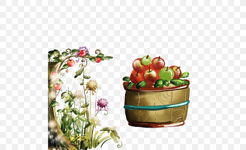 Apple, PNG, 500x500px, Apple, Crate, Designer, Floral Design, Flowerpot Download Free
