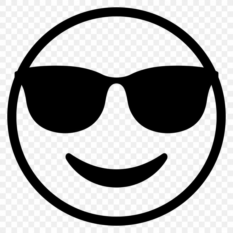Emoji Sunglasses Smiley Emoticon, PNG, 1024x1024px, Emoji, Black, Black And White, Emoticon, Emotion Download Free