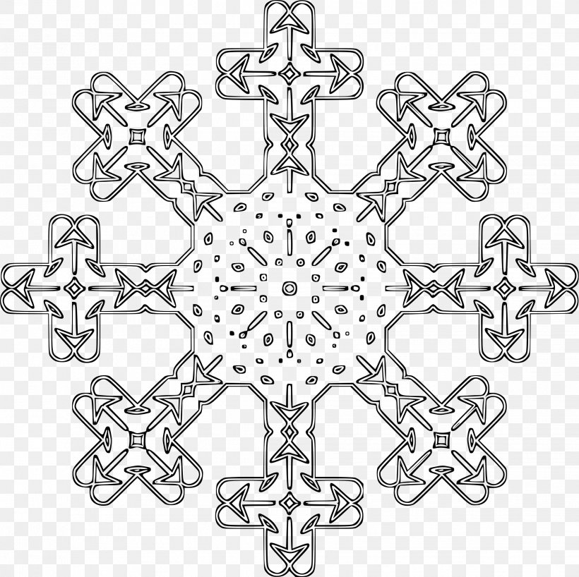 Snowflake Clip Art, PNG, 2268x2265px, Snowflake, Area, Black And White, Cross, Line Art Download Free