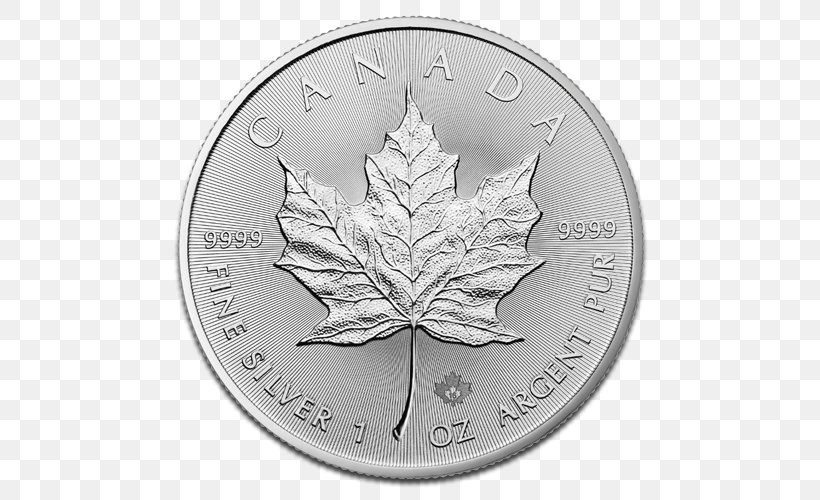 Canadian Gold Maple Leaf Canadian Silver Maple Leaf Bullion Coin Canadian Maple Leaf, PNG, 500x500px, Canadian Gold Maple Leaf, Apmex, Black And White, Bullion, Bullion Coin Download Free