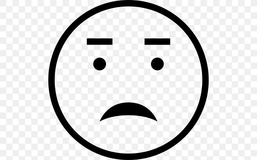 Emoticon Face Smiley Worry, PNG, 512x512px, Emoticon, Area, Black, Black And White, Face Download Free