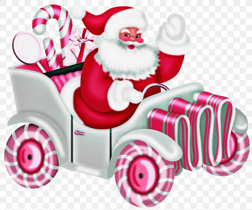 Santa Claus, PNG, 2078x1731px, Santa Claus, Car, Cartoon, Christmas, Pink Download Free