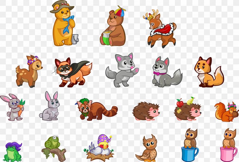 A Variety Of Small Animals, Cartoon Image Vector, PNG, 6358x4302px, Deer, Animal, Animal Figure, Bear, Carnivoran Download Free