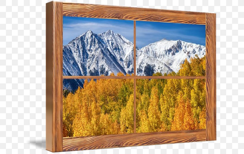 Window Larch Painting Picture Frames Nature, PNG, 650x517px, Window, Conifer, Landscape, Larch, Mountain Download Free