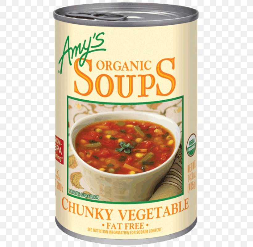 Organic Food Lentil Soup Amy's Kitchen Tom Kha Kai Mixed Vegetable Soup, PNG, 800x800px, Organic Food, Canning, Condiment, Convenience Food, Cream Of Mushroom Soup Download Free