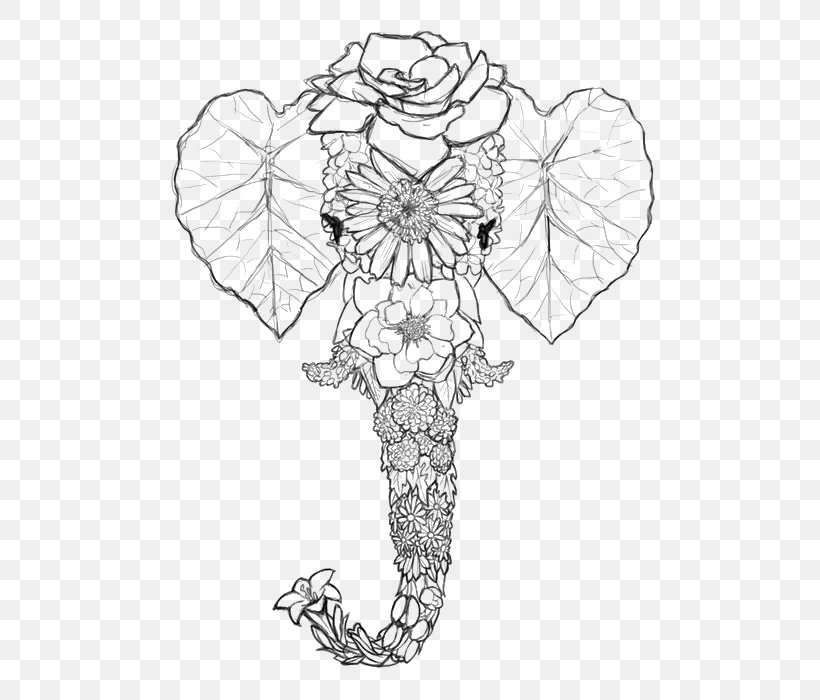 Elephant Drawing Coloring Book Line Art, PNG, 564x700px, Elephant, Adult, Area, Art, Artwork Download Free