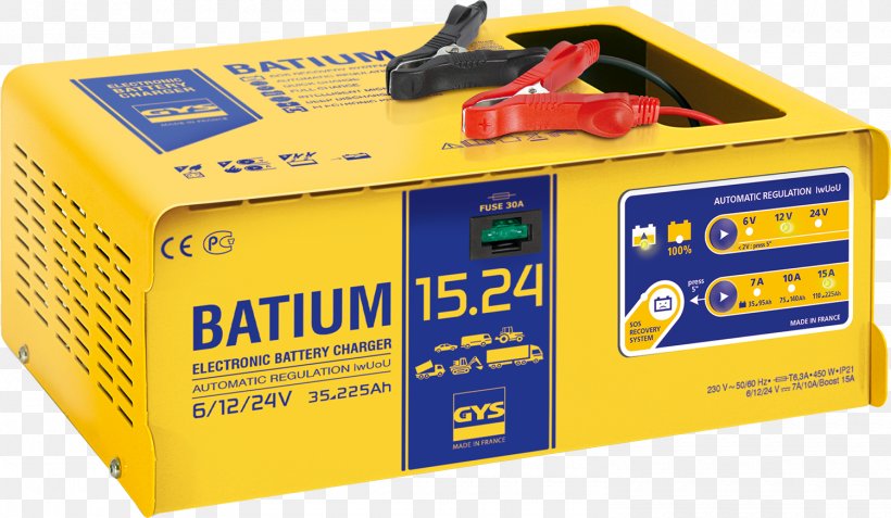 Battery Charger Electric Battery GYS BATIUM Automatic Charger 6 V Automotive Battery, PNG, 1500x873px, Battery Charger, Ampere, Ampere Hour, Automotive Battery, Carton Download Free
