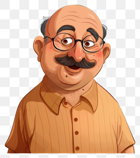 Motu Patlu - Cartoon Character Illustration Of Elderly Man PNG