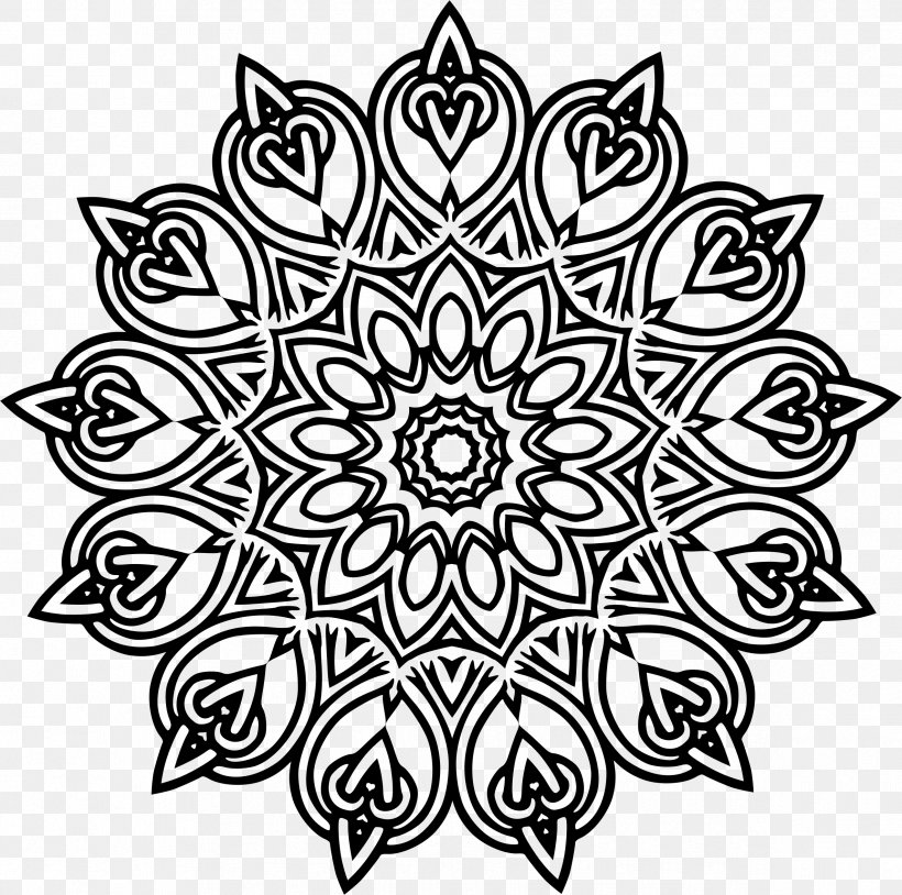 Flower Floral Design Geometry Pattern, PNG, 2374x2358px, Flower, Area, Art, Black, Black And White Download Free