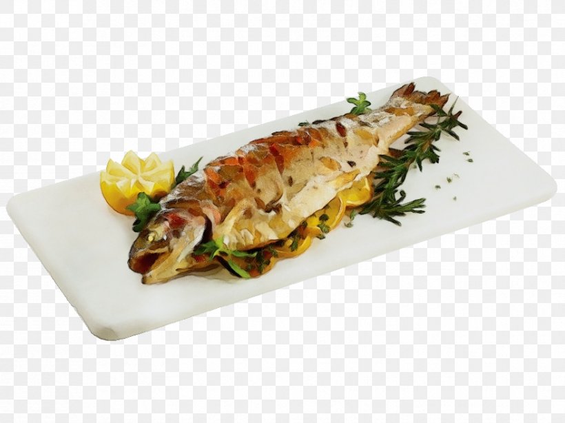 Food Dish Cuisine Ingredient Garnish, PNG, 878x658px, Watercolor, Cuisine, Dish, Fish, Food Download Free