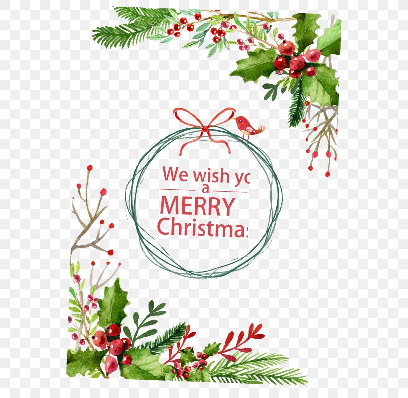 Christmas Card Christmas Decoration Christmas Tree, PNG, 800x800px, Santa Claus, Aquifoliaceae, Border, Branch, Christmas Download Free
