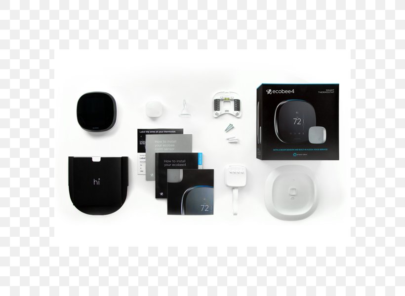 Amazon.com Ecobee Ecobee4 Smart Thermostat, PNG, 600x600px, Amazoncom, Amazon Alexa, Ecobee, Ecobee Ecobee4, Electronic Device Download Free