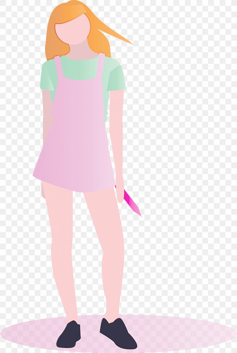 Standing Pink Shoulder Costume, PNG, 2021x3000px, Fashion Girl, Costume, Paint, Pink, Shoulder Download Free